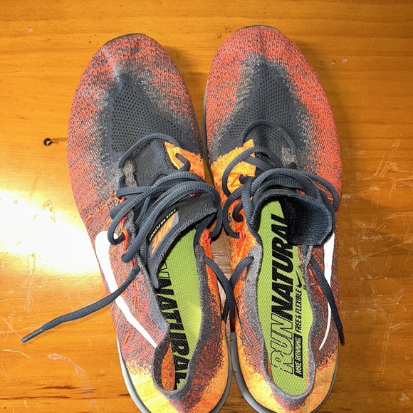 Nike Free Run RN flyknit, 880843-401, men’s US 11.5 orange and gray - Picture 4 of 6